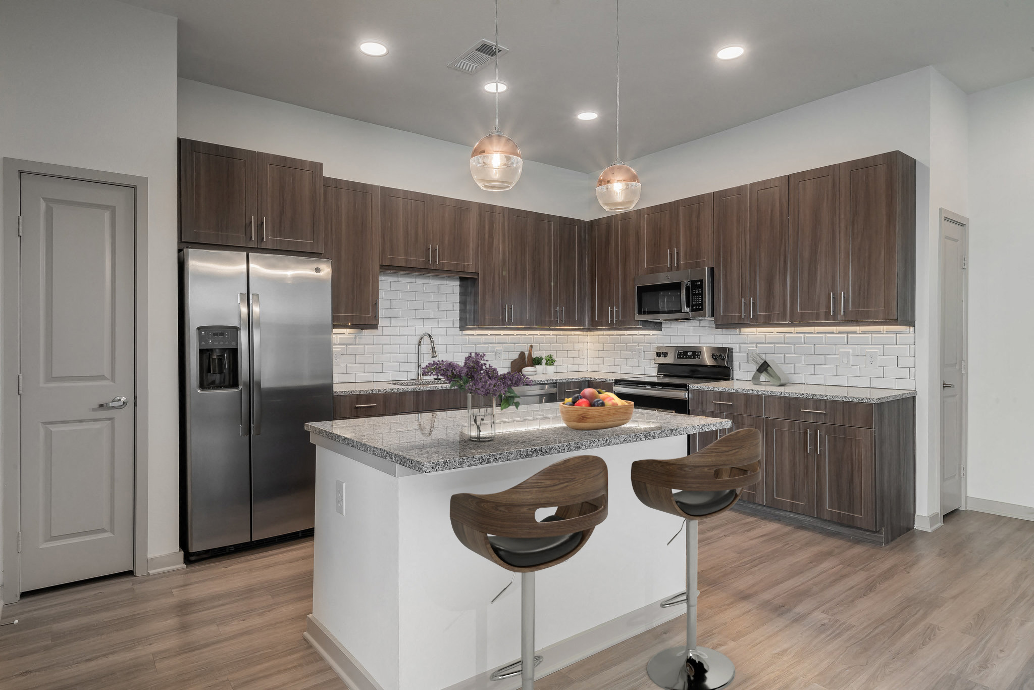 Kitchen island with bar stool seating